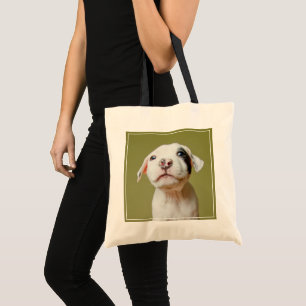 Pit Bull With Black Spotted Eye Tote Bag
