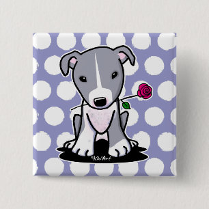Pit Bull With Flower 2 Inch Square Button