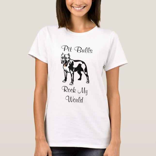 Pit Bulls Rock My World Ladies l Fitted Tee Shirt (Front)