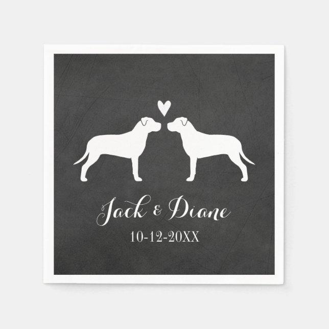 Pit Bulls Wedding Couple with Custom Text Napkin (Front)