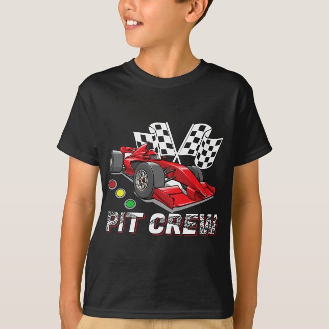 Pit Crew Car Racing Chequered Flag Racing Formula  T-Shirt (Front)