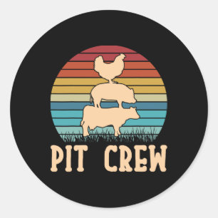 Pit Crew Cow Pig Chicken Byrbecue Grilling Bbq  Classic Round Sticker