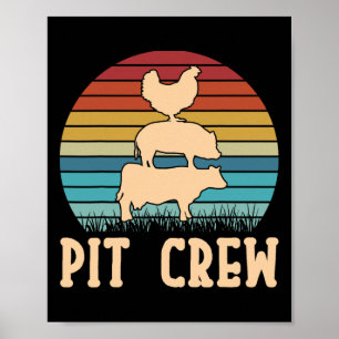 Pit Crew Cow Pig Chicken Byrbecue Grilling Bbq  Poster