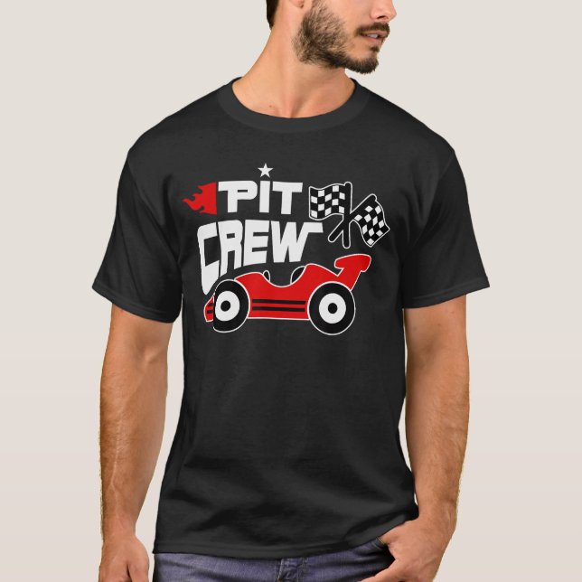 Pit Crew Race Car Birthday Family Racing Adult ret T-Shirt (Front)