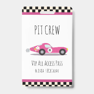 Pit crew Race Car Birthday Party Pit Crew VIP Pass Badge