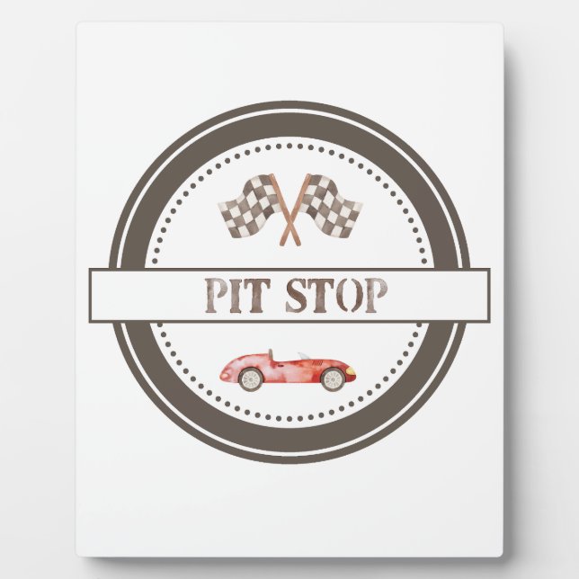 Pit Stop Birthday Tabletop Plaque with Easel (Front)