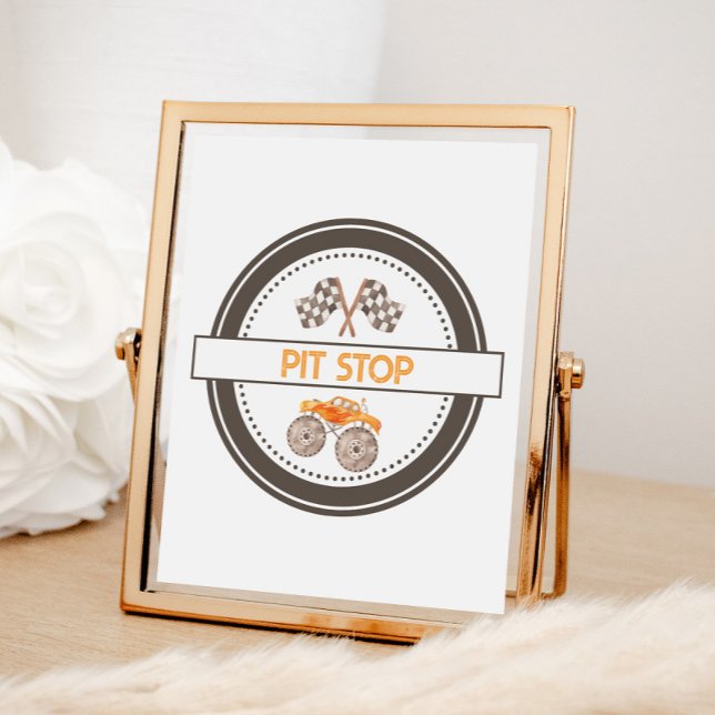 Pit Stop Monster Trucks Birthday Sign (Creator Uploaded)