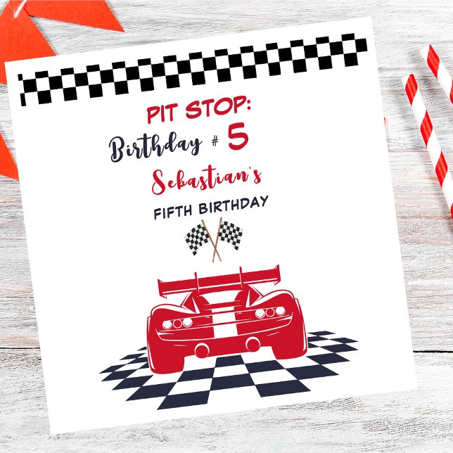Pit stop race kids birthday napkin (Creator Uploaded)