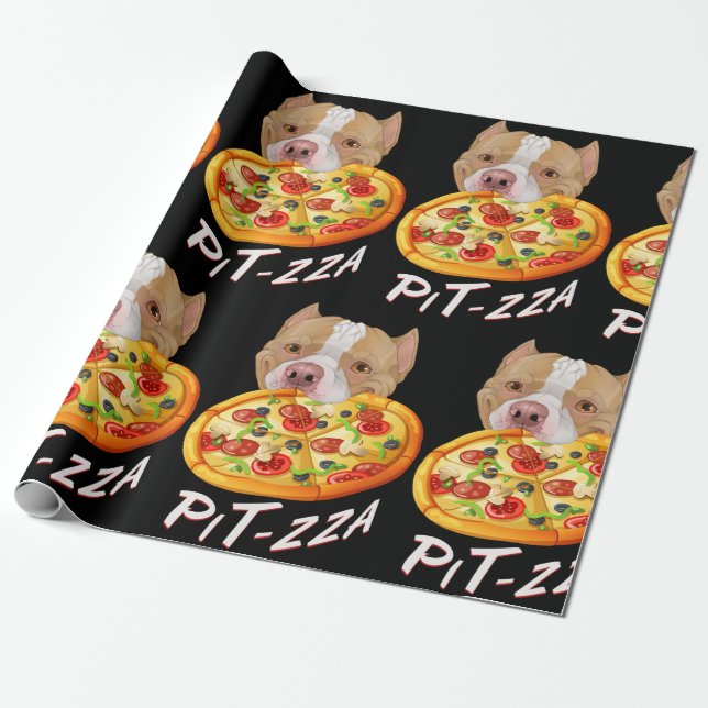 Pit-zza! Pit Bull & Pizza  T-Shirt Coffee Mug Wrapping Paper (Unrolled)