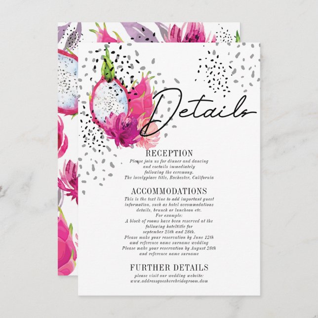 Pitaya Mariage Détails Carte de boîtier (Devant / Derrière)