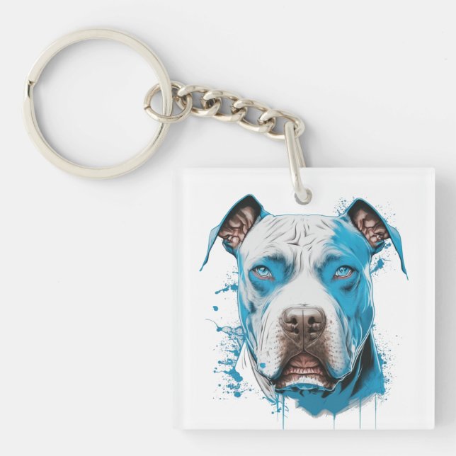 Pitbulbe blanc aux yeux bleus | Pitbull Papa (Devant)