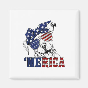 Pitbull 4th Of July Merica American Flag Sungles Magnet