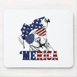 Pitbull 4th Of July Merica American Flag Sungles  Mouse Pad