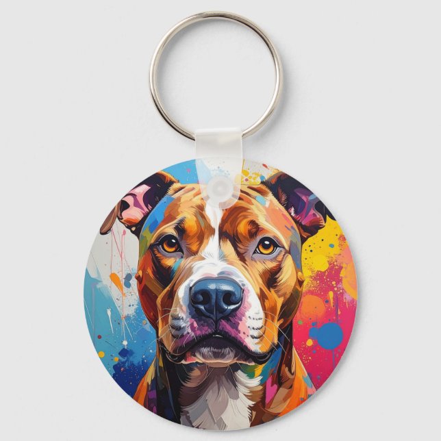 pitbull absract keychain (Front)