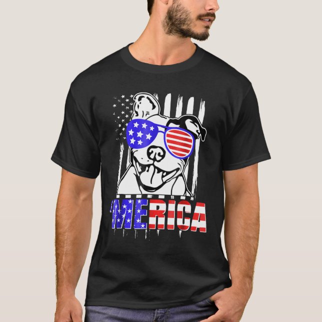 Pitbull America Shirt Funny Merica Pit Bull Dog Us (Front)