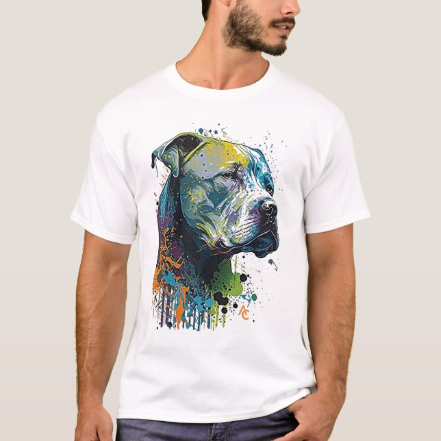 Pitbull américain - T-shirt encre graffiti (Devant)