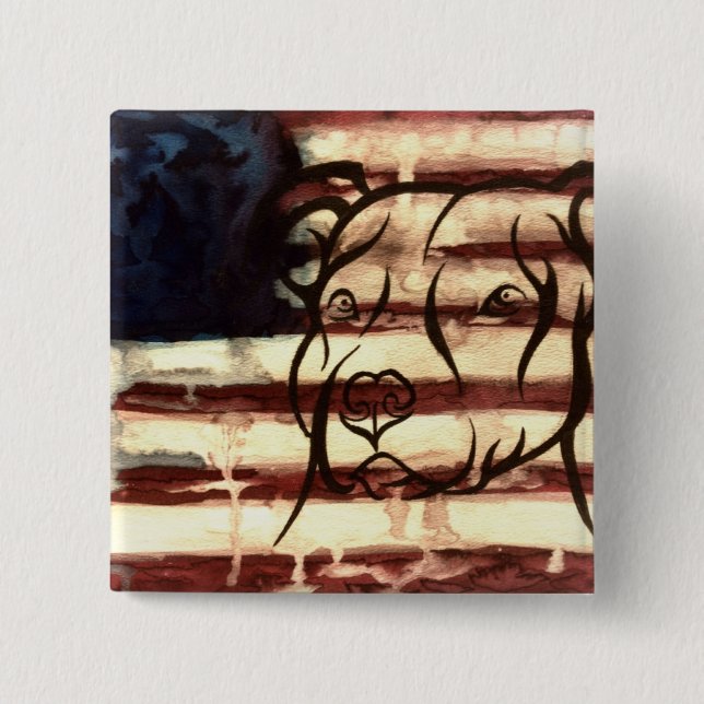 Pitbull American 2 Inch Square Button (Front)