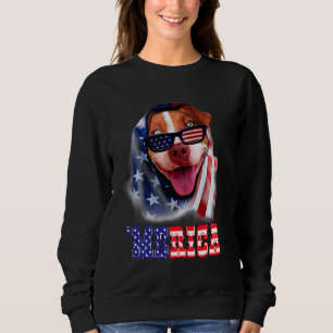 Pitbull American Flag 4th Of July Pitbull Dad Dog  Sweatshirt