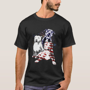 Pitbull American Flag Star White Stripes T-Shirt