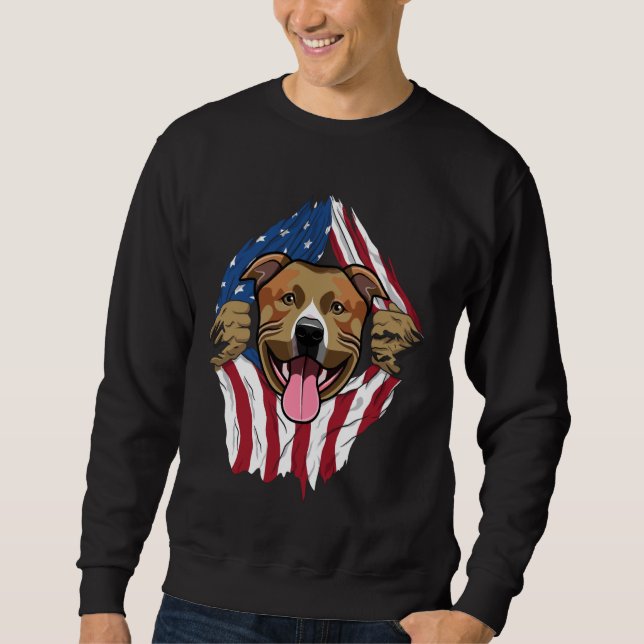 Pitbull American Flag Sweatshirt (Front)