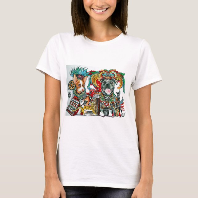 Pitbull and Chihuahua T-Shirt (Front)