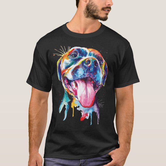 Pitbull Artistic Colourful Dog Breed Pit Bull Spla T-Shirt (Front)