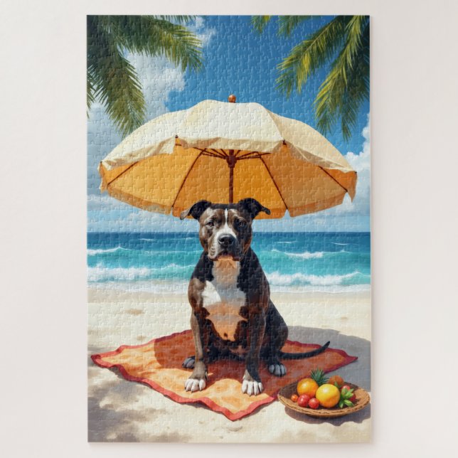 Pitbull Beach Relax Scene Jigsaw Puzzle (Vertical)