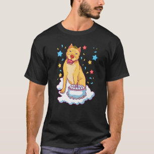 Pitbull Birthday For Pitbulls Party cake candle T-Shirt