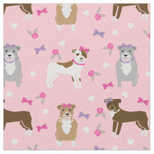 Pitbull bows and pearls girly pink and purple fabric
