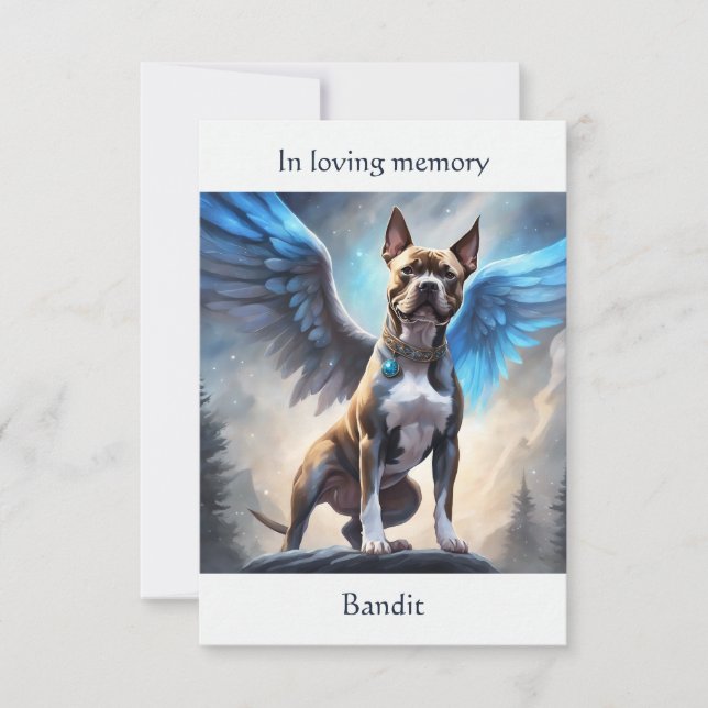 Pitbull Brown Memorial Poem Custom Name Sympathy Thank You Card (Front)