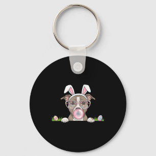 Pitbull Bunny Bubble Gum Easter Day Womens Mens Ki Keychain