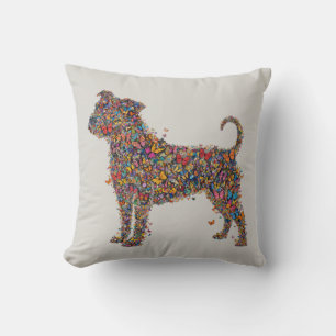 Pitbull Butterfly Silhouette Bully Dog Lover Bone Throw Pillow