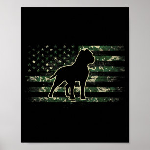 Pitbull Camouflage American Flag USA Dog Lover Poster