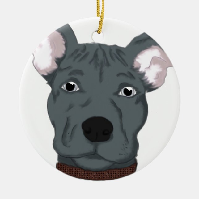 Pitbull Ceramic Ornament (Front)