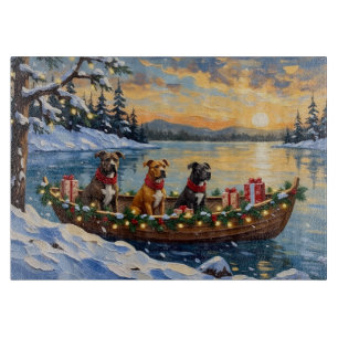 Pitbull Christmas Boat Holiday Cutting Board