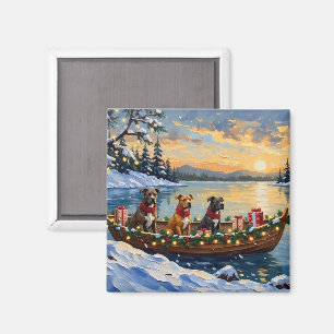 Pitbull Christmas Boat Holiday Magnet