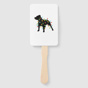 Pitbull Christmas Lights Christmas Gift Dog Lover  Hand Fan
