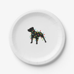 Pitbull Christmas Lights Christmas Gift Dog Lover Paper Plate