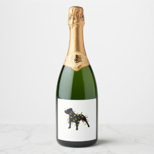 Pitbull Christmas Lights Christmas Gift Dog Lover Sparkling Wine Label