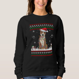 Pitbull Christmas Pajama Santa Hat Tree Light Dog  Sweatshirt