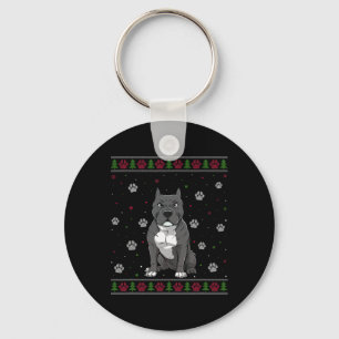Pitbull Christmas Sweater Xmas Pet Animal Dog Love Keychain