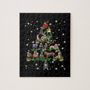 Pitbull Christmas Tree Covered By Flashlight Jigsaw Puzzle