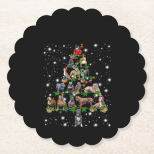 Pitbull Christmas Tree Covered By Flashlight Paper Coaster