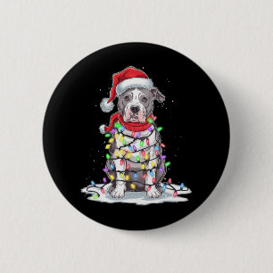 Pitbull Christmas Tree Santa Hat Lights Xmas Dog L 2 Inch Round Button