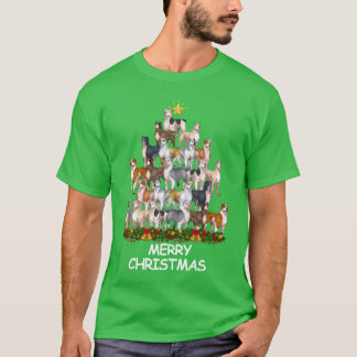 Pitbull Christmasree Merry Christmas friend T-Shirt
