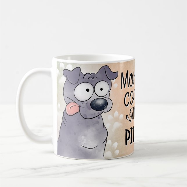 Pitbull Coffee Morning Coffee Mug (Left)