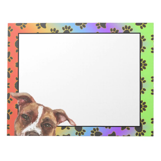 Pitbull colorful dog paw pattern notepad (Front)