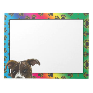 Pitbull colourful dog paw pattern notepad