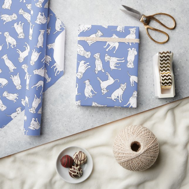 Pitbull Confetti blue roll of Wrapping Paper (Crafts)