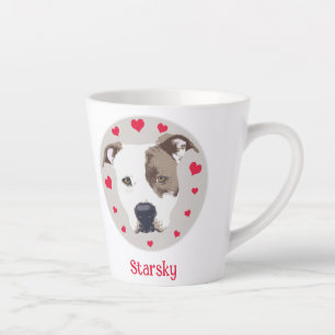 Pitbull Cute Red Hearts Pet Love Illustration Latte Mug